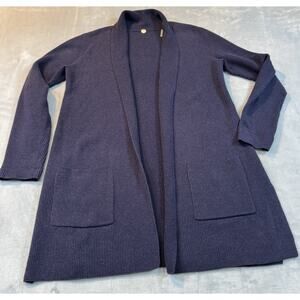 Margaret O’Leary Knit Cardigan Minimalist Textured Longline Sweater Jacket Small